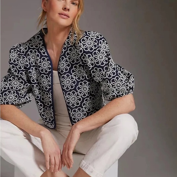 Anthropologie Maeve Embroidered Floral Open shrug Cardigan - One size - - Picture 2 of 14